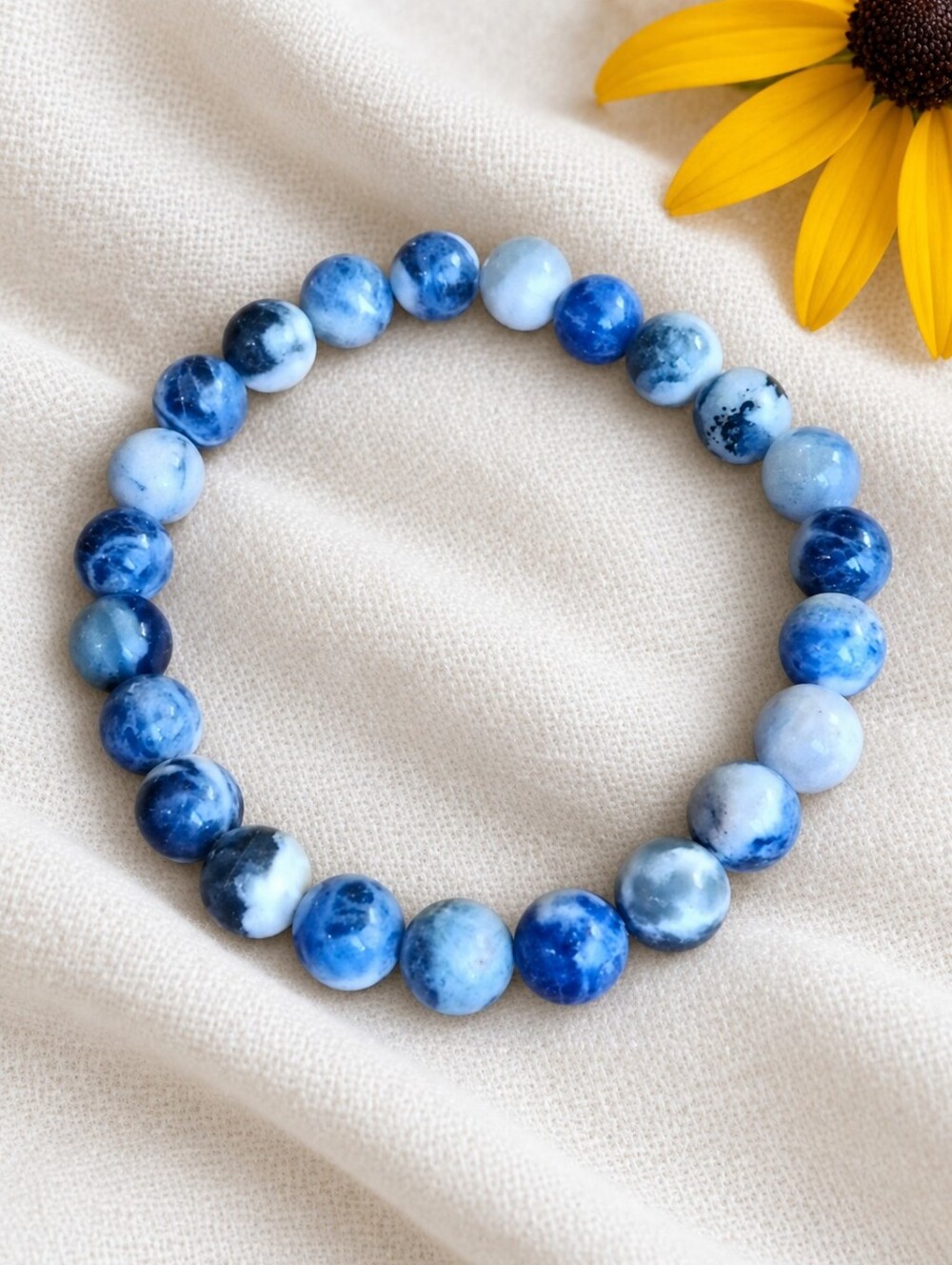 Sodalite Beads Stretch Bracelet | Blue | Hand Crafted